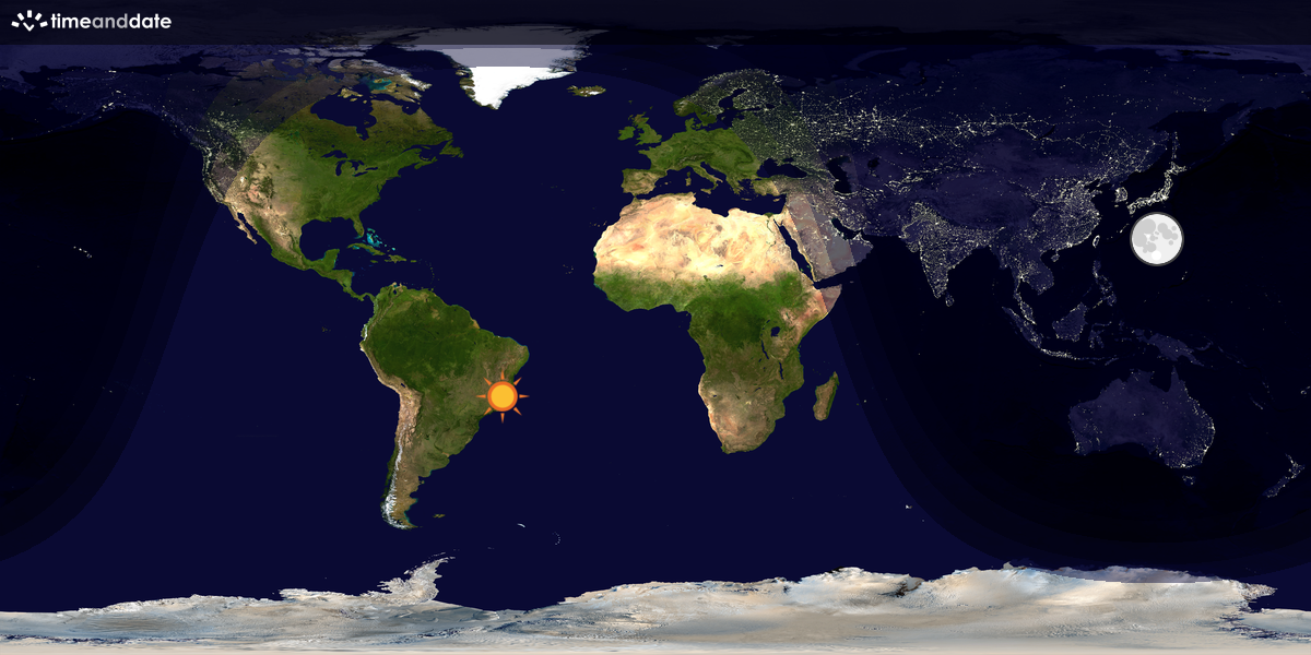 Verdenskart som viser dag og natt 