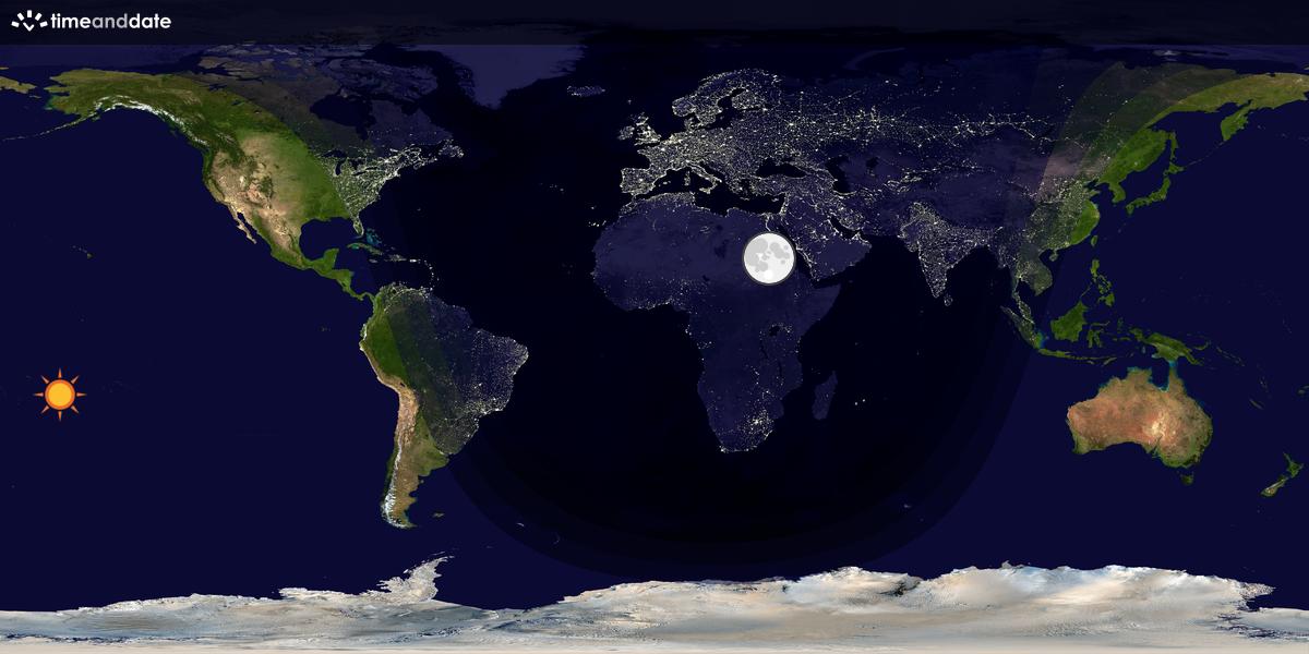 Verdenskart som viser dag og natt 