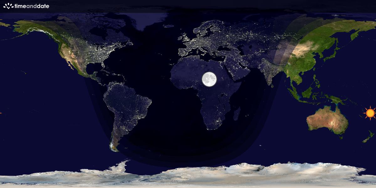 Verdenskart som viser dag og natt 