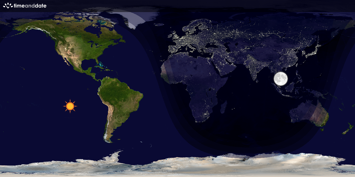 Verdenskart som viser dag og natt 