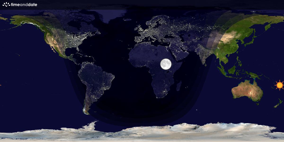Verdenskart som viser dag og natt 