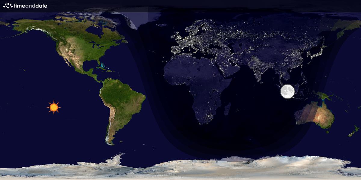 Verdenskart som viser dag og natt 