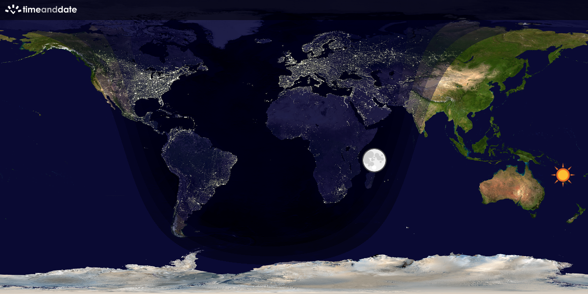 Verdenskart som viser dag og natt 