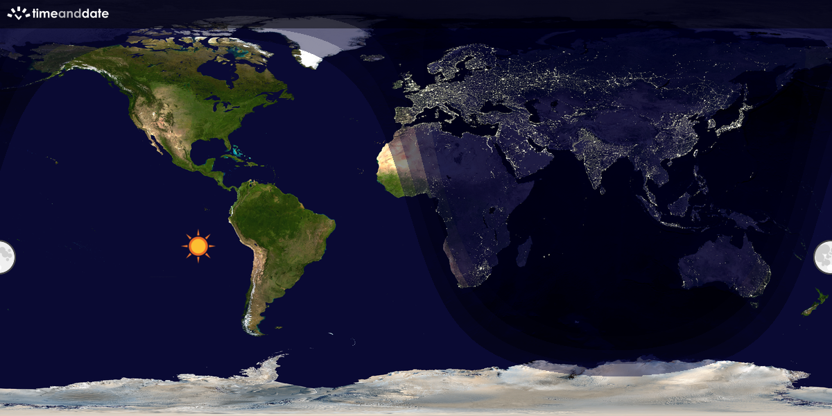 Verdenskart som viser dag og natt 