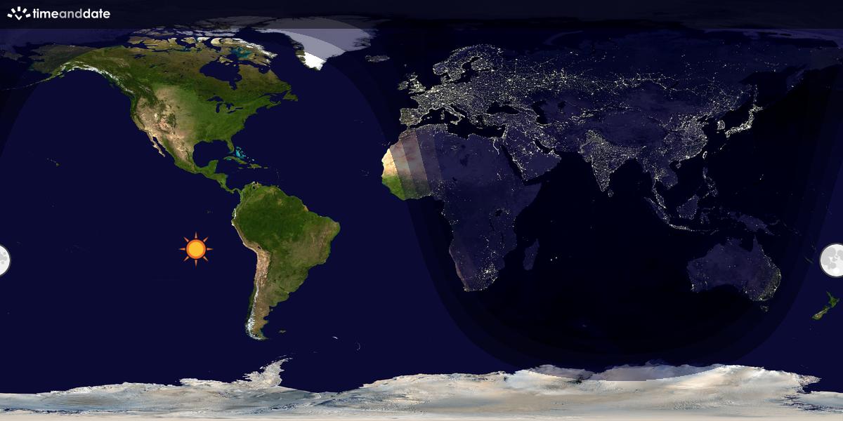 Verdenskart som viser dag og natt 
