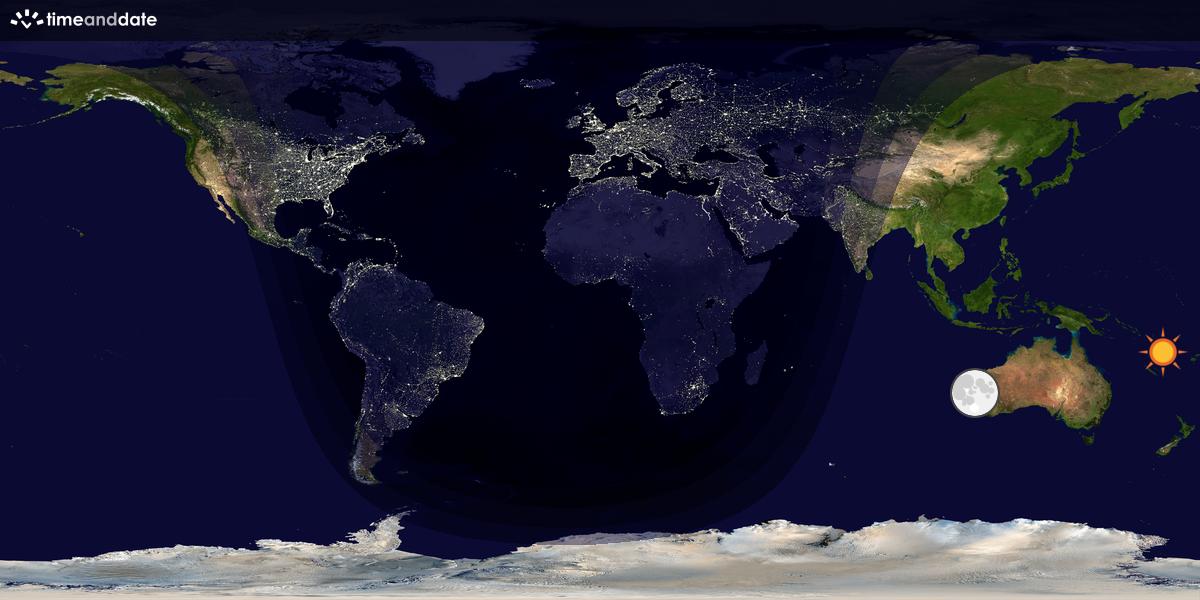 Verdenskart som viser dag og natt 