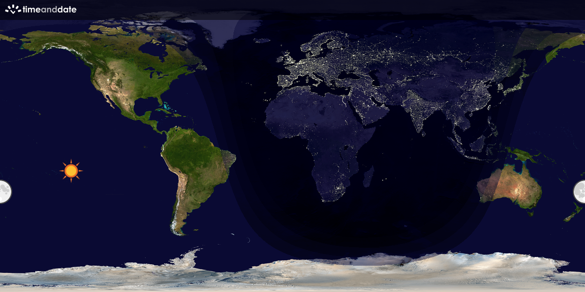 Verdenskart som viser dag og natt 