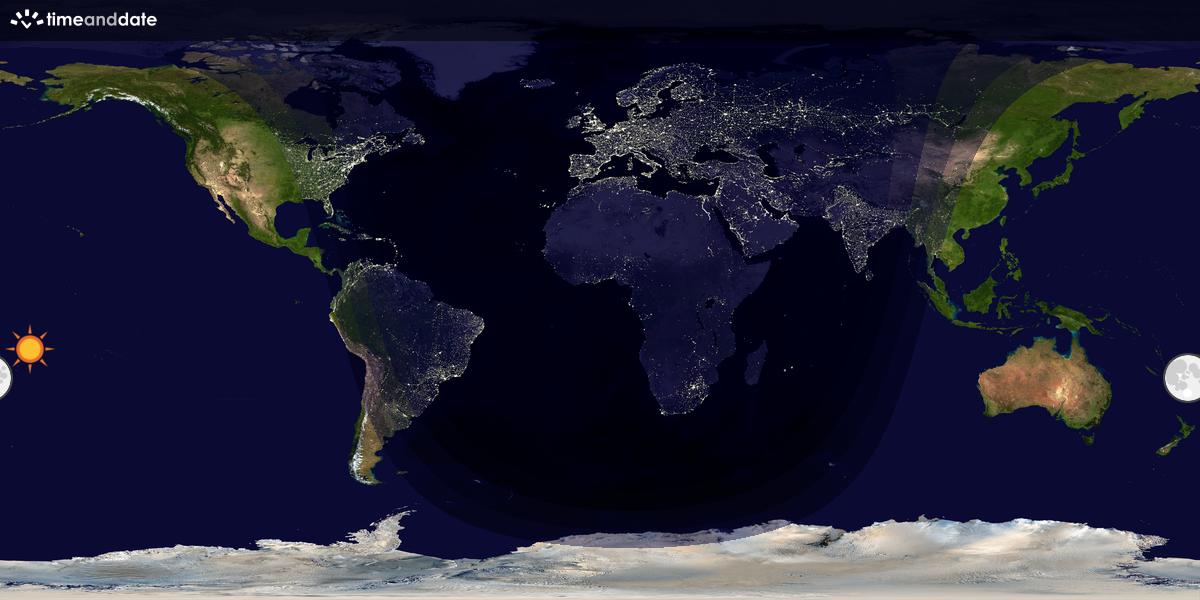 Verdenskart som viser dag og natt 