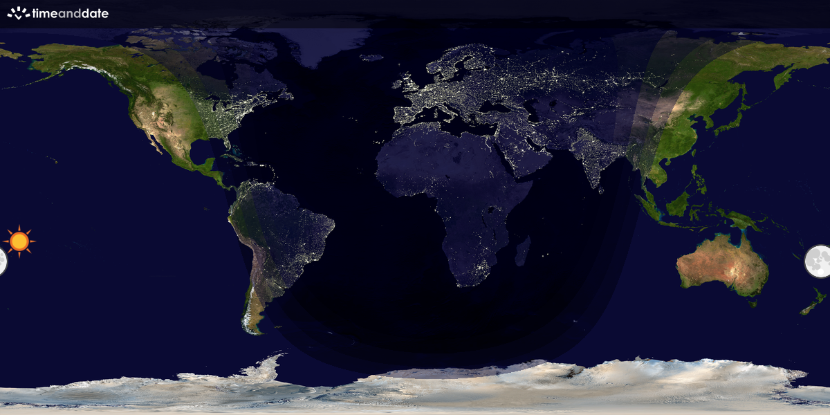 Verdenskart som viser dag og natt 
