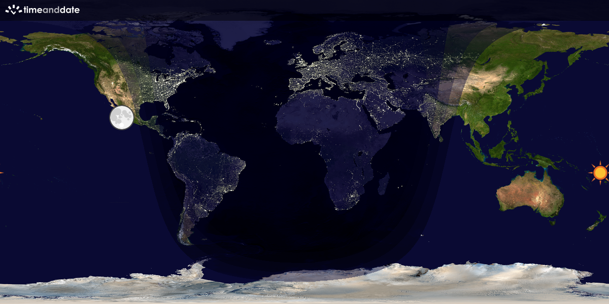 Verdenskart som viser dag og natt 