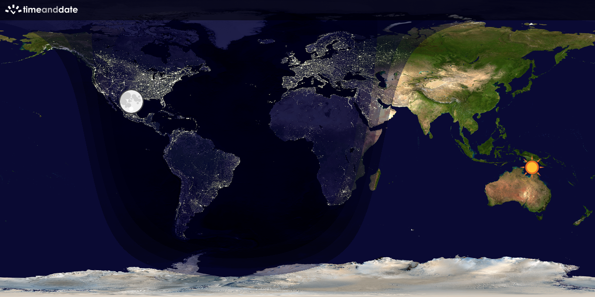 Verdenskart som viser dag og natt 