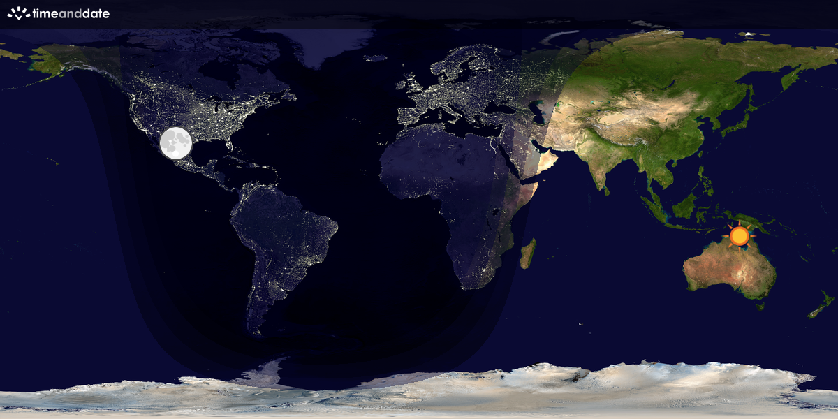 Verdenskart som viser dag og natt 