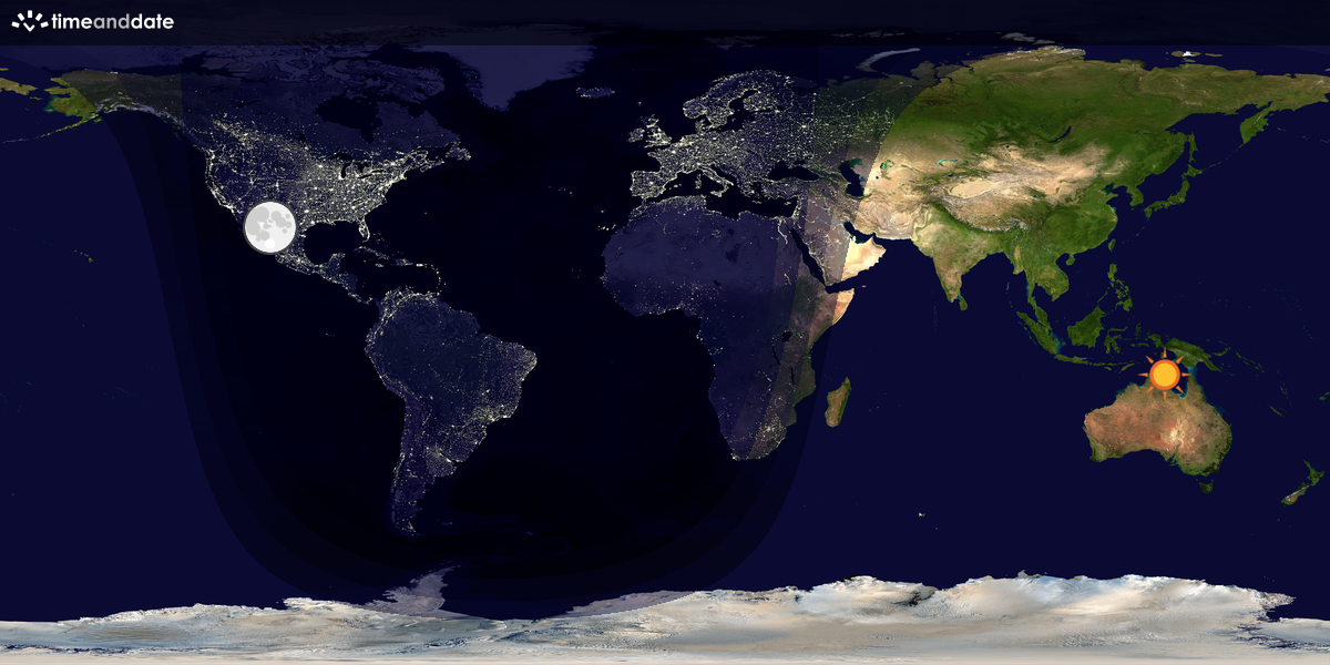 Verdenskart som viser dag og natt 
