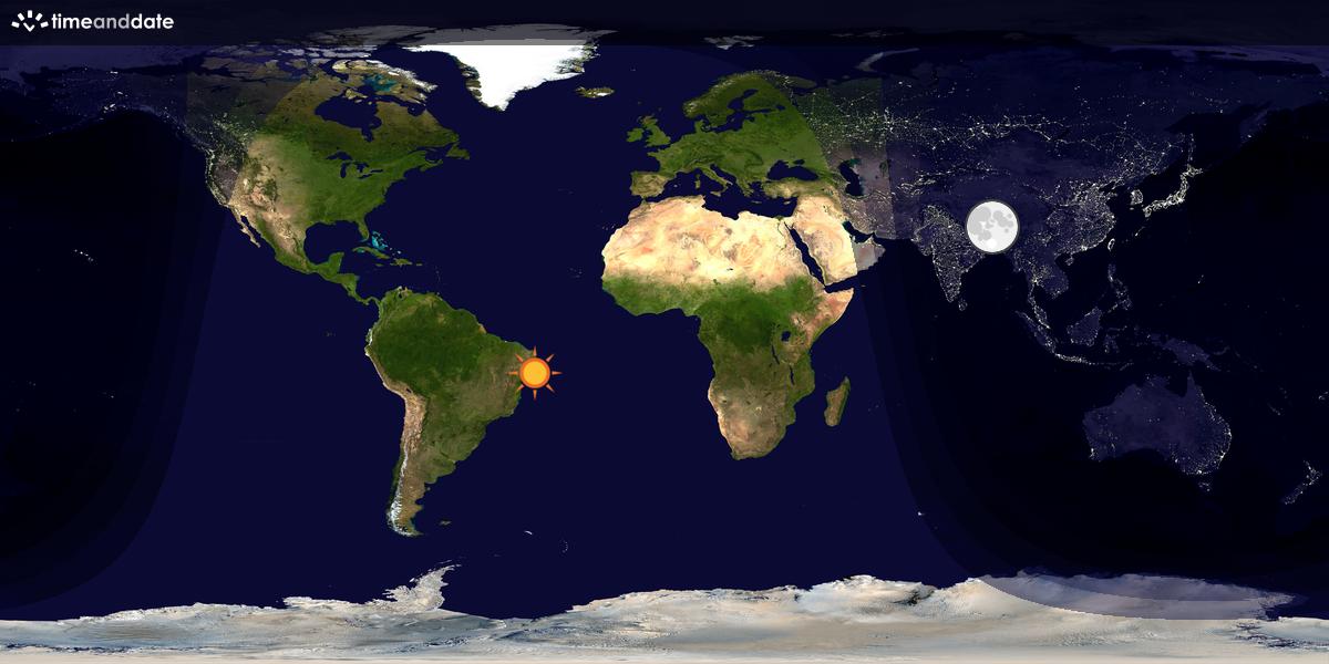Verdenskart som viser dag og natt 