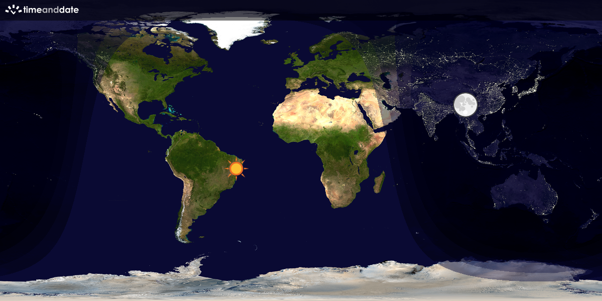 Verdenskart som viser dag og natt 
