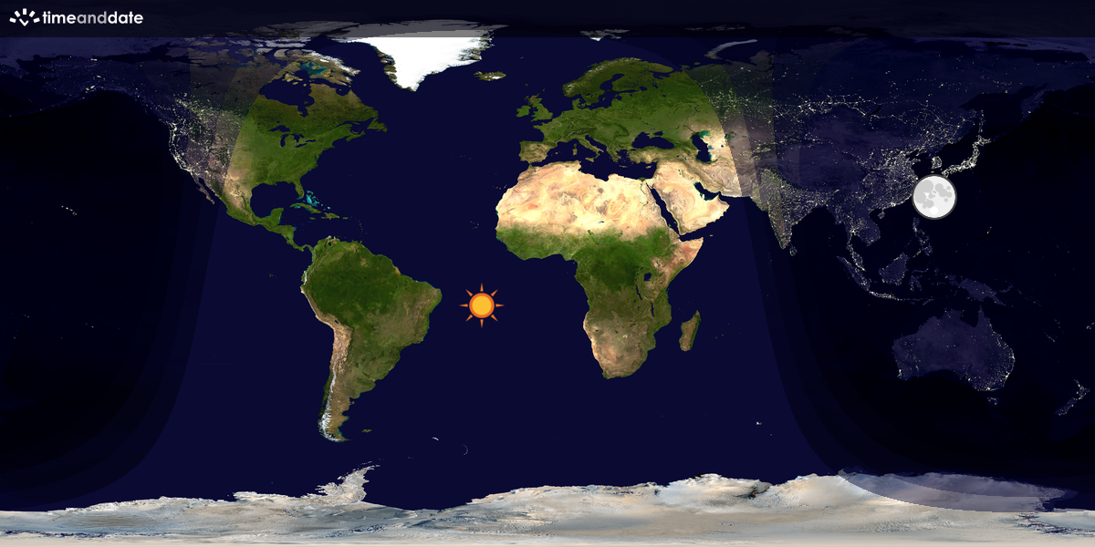 Verdenskart som viser dag og natt 