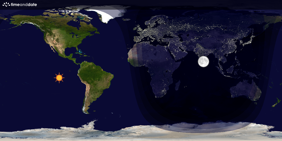 Verdenskart som viser dag og natt 