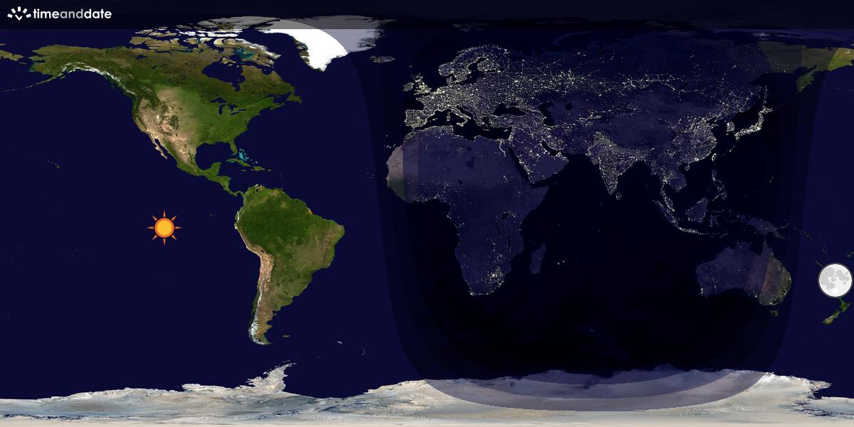Verdenskart som viser dag og natt 
