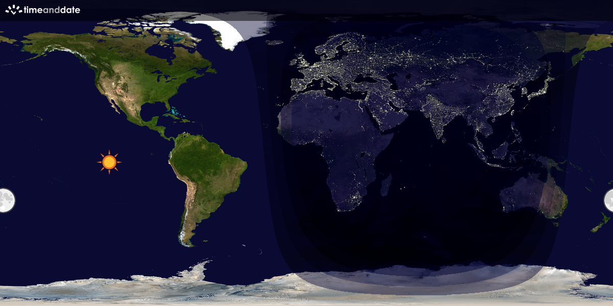 Verdenskart som viser dag og natt 