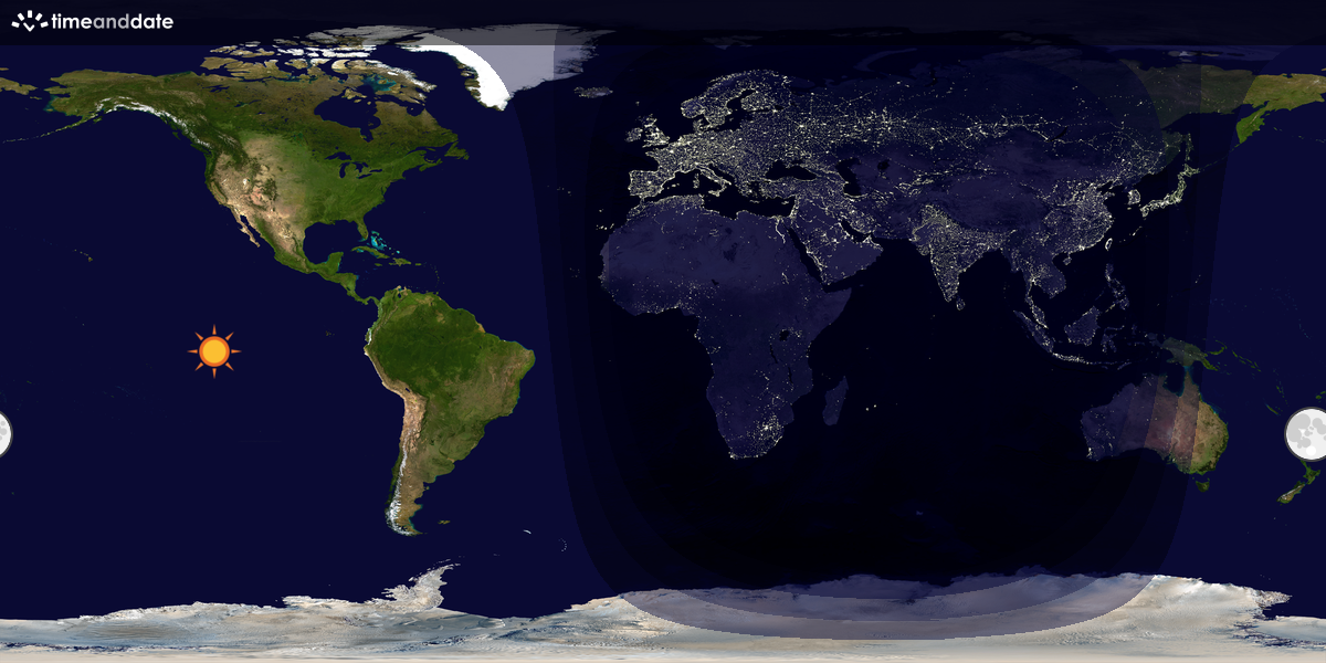 Verdenskart som viser dag og natt 