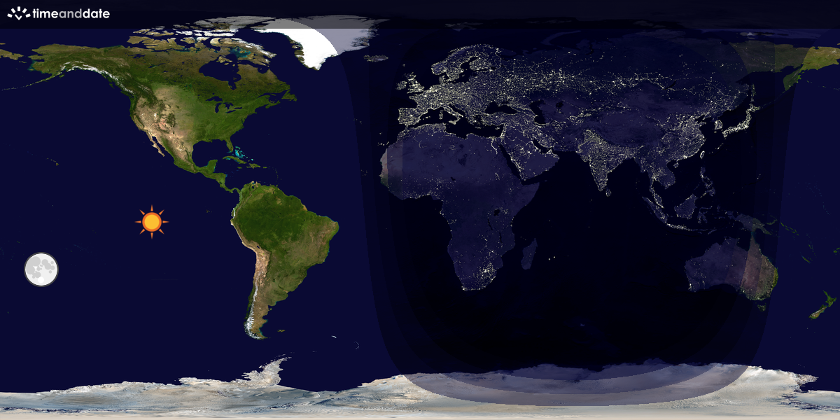 Verdenskart som viser dag og natt 