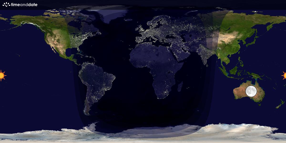 Verdenskart som viser dag og natt 