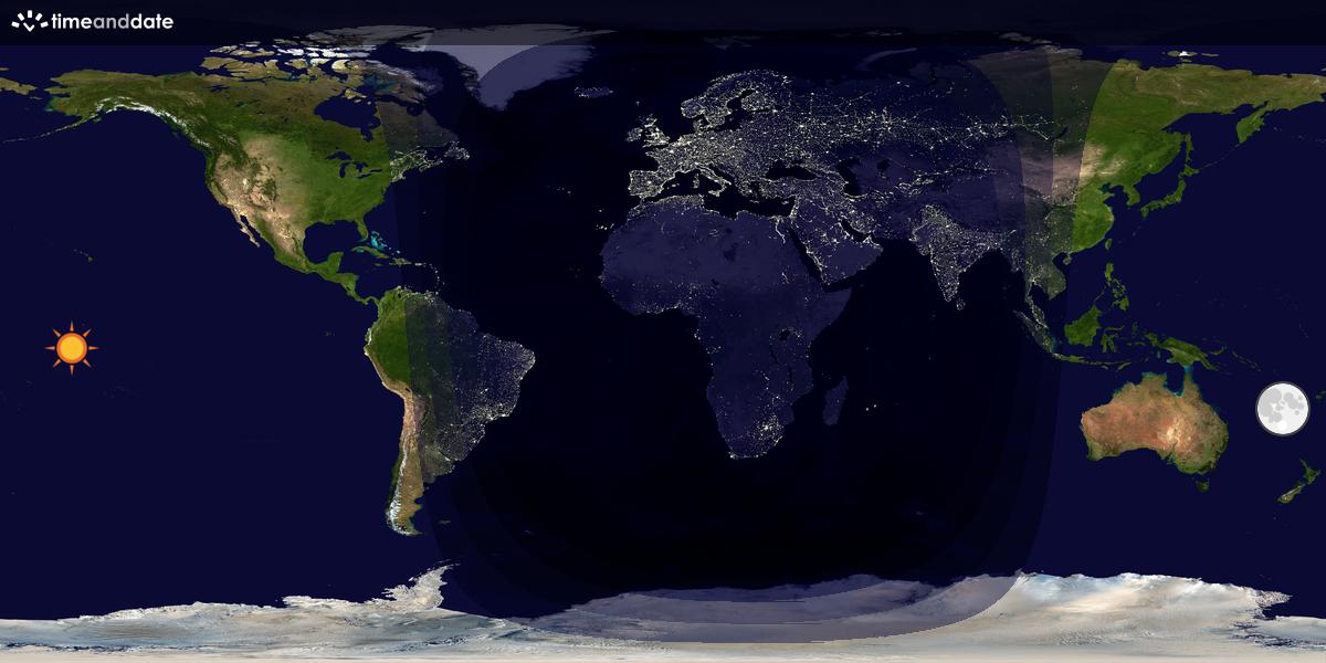 Verdenskart som viser dag og natt 
