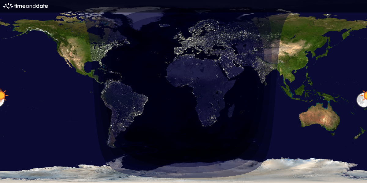 Verdenskart som viser dag og natt 