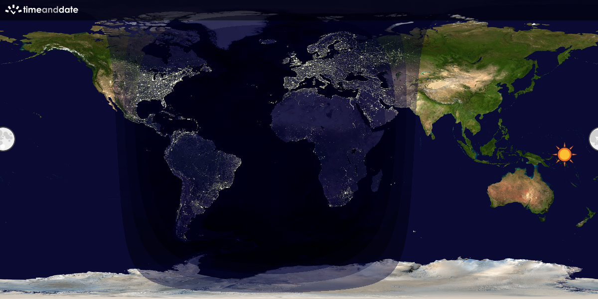Verdenskart som viser dag og natt 