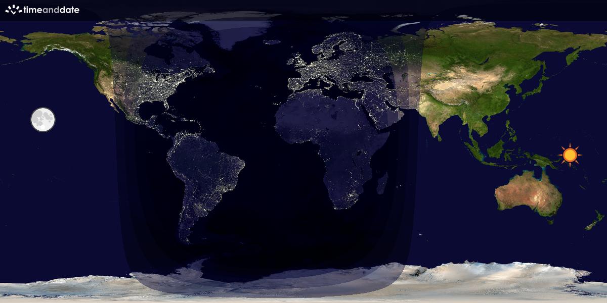 Verdenskart som viser dag og natt 