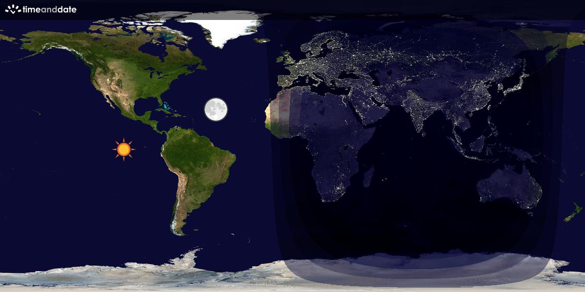 Verdenskart som viser dag og natt 