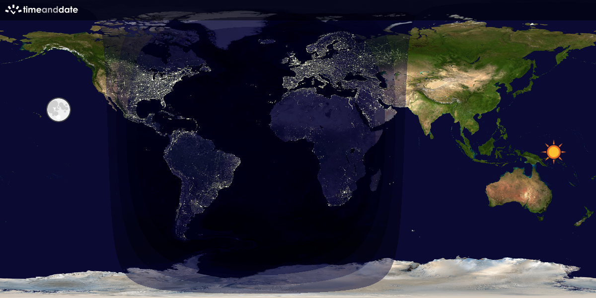 Verdenskart som viser dag og natt 