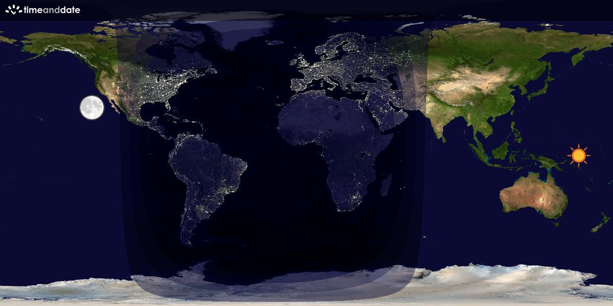 Verdenskart som viser dag og natt 