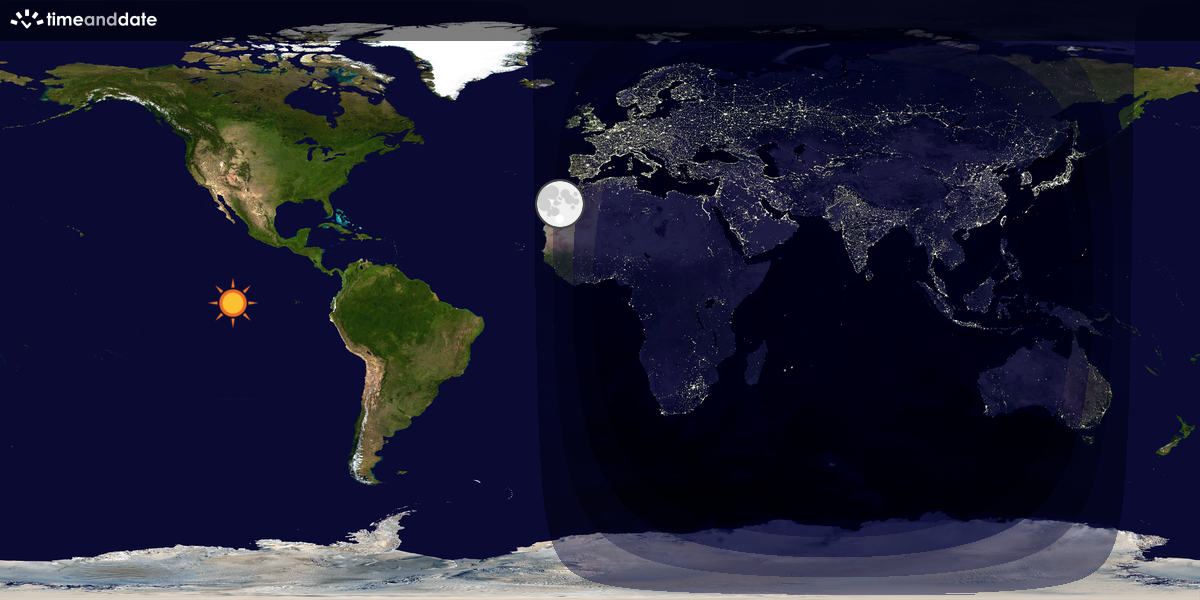 Verdenskart som viser dag og natt 