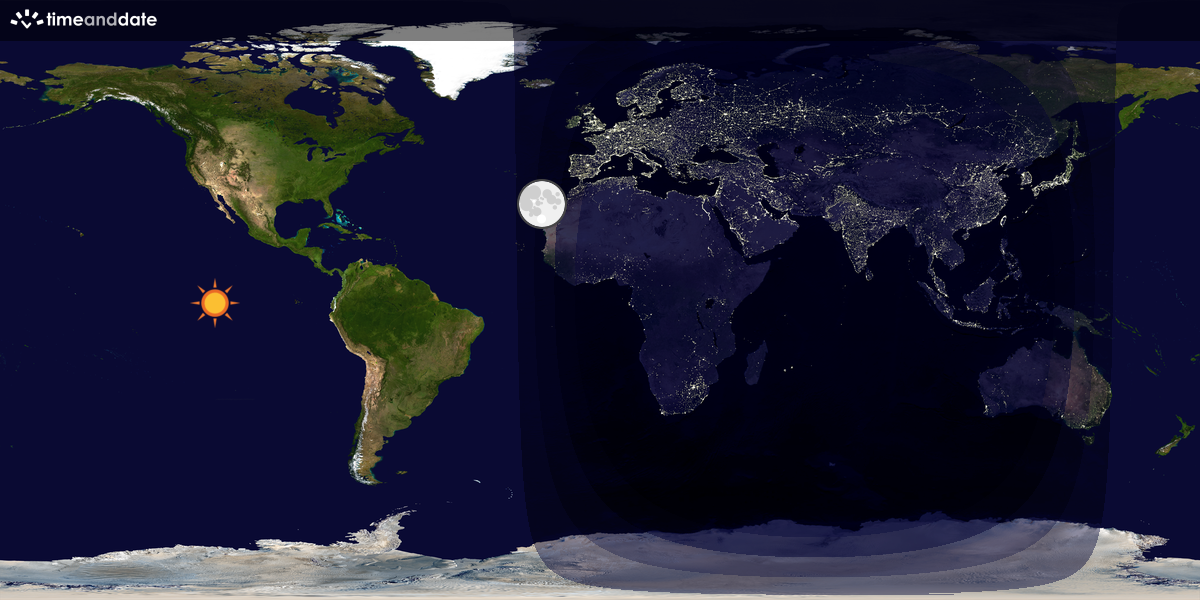Verdenskart som viser dag og natt 