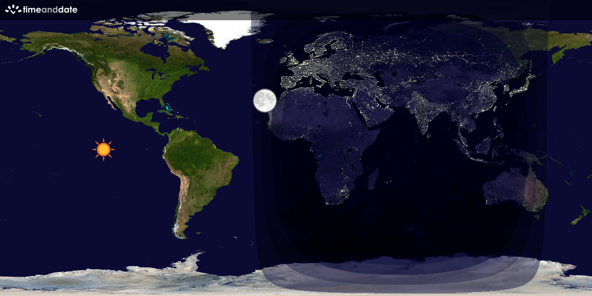 Verdenskart som viser dag og natt 