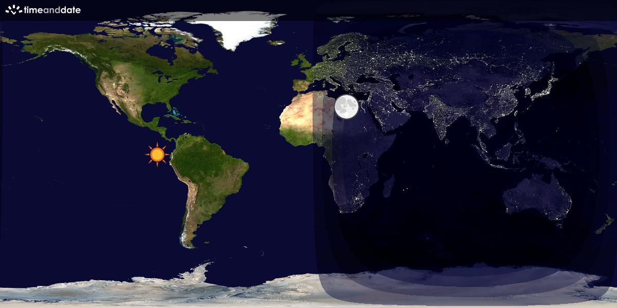Verdenskart som viser dag og natt 