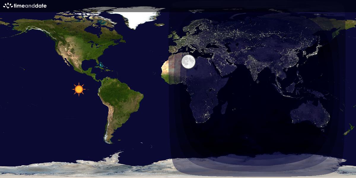 Verdenskart som viser dag og natt 
