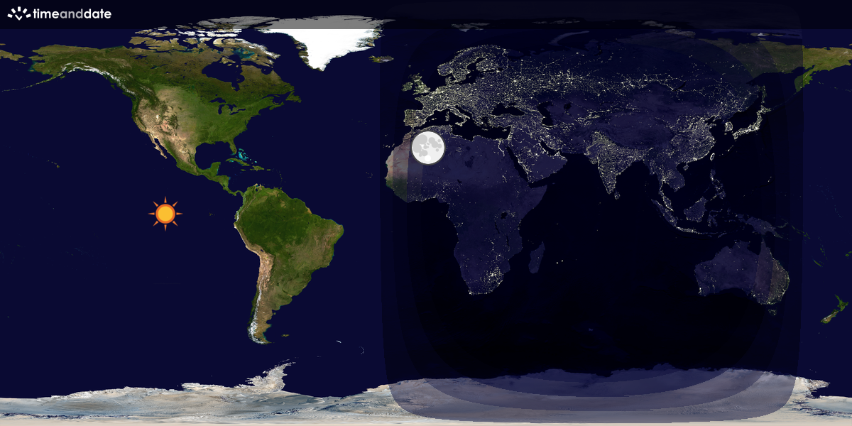 Verdenskart som viser dag og natt 