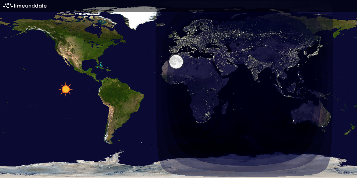 Verdenskart som viser dag og natt 