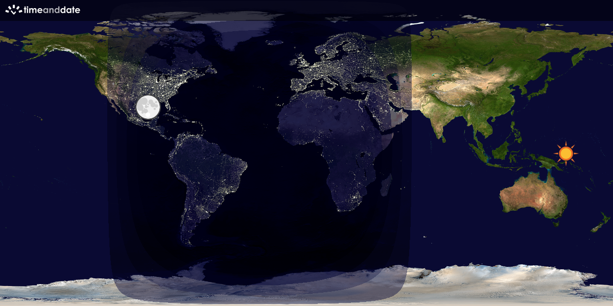 Verdenskart som viser dag og natt 