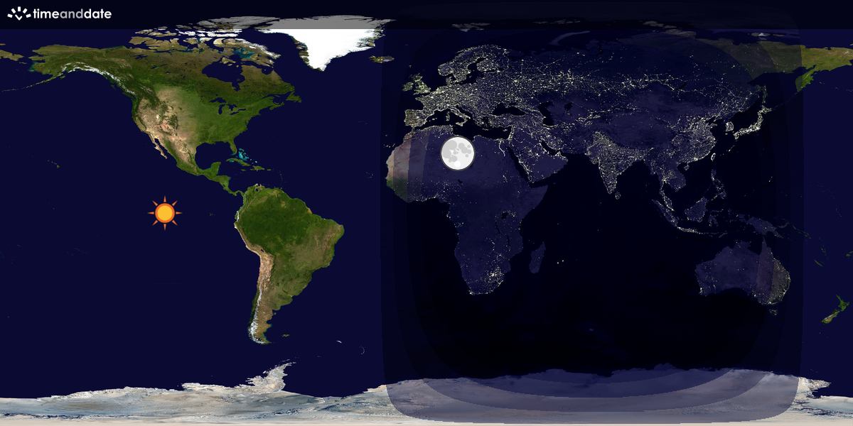 Verdenskart som viser dag og natt 