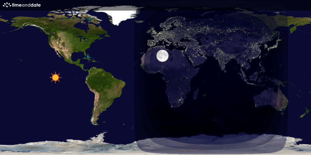 Verdenskart som viser dag og natt 