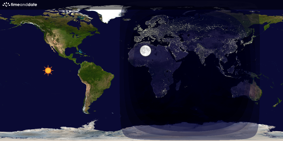 Verdenskart som viser dag og natt 