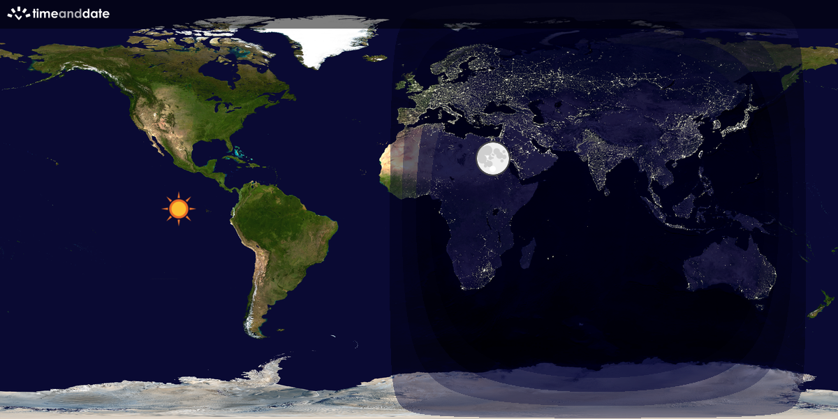 Verdenskart som viser dag og natt 