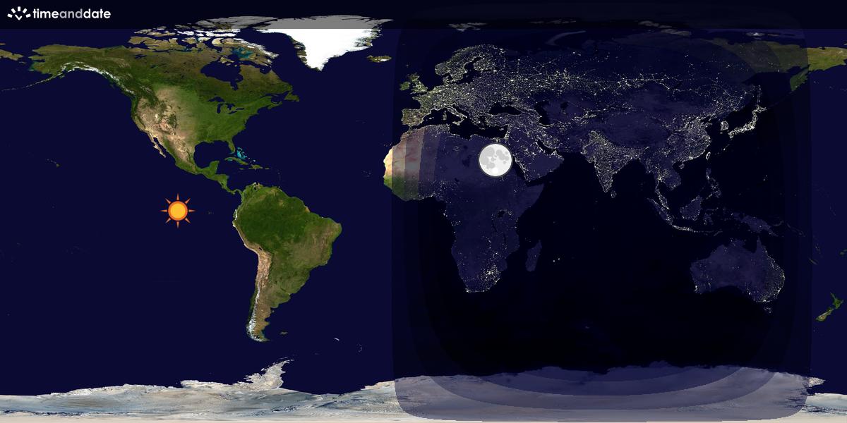 Verdenskart som viser dag og natt 