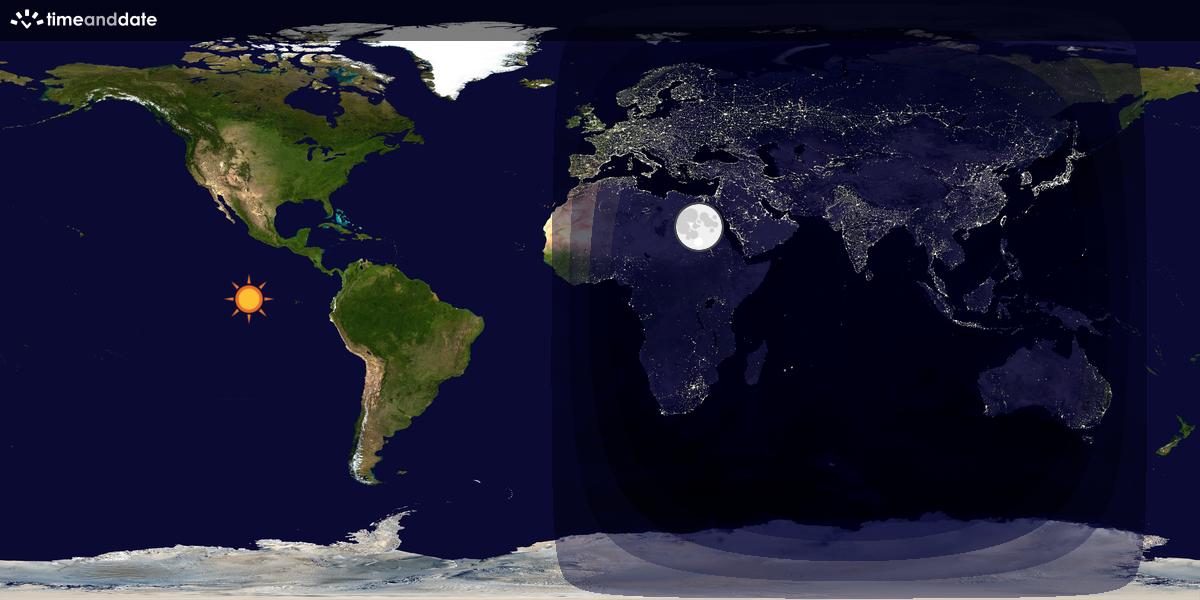 Verdenskart som viser dag og natt 