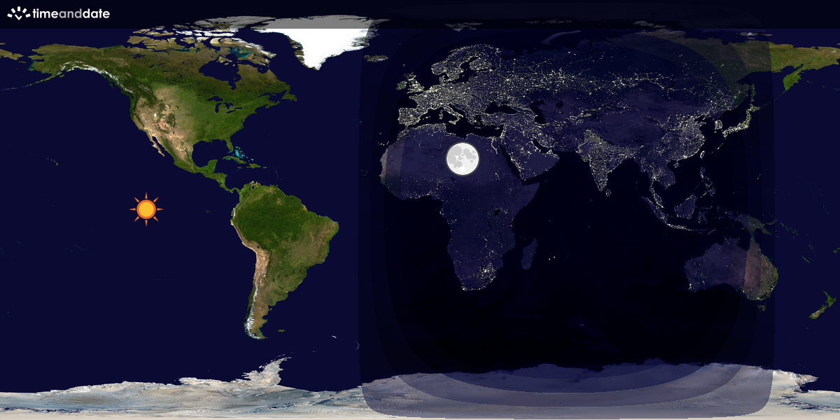 Verdenskart som viser dag og natt 