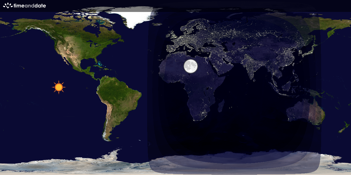Verdenskart som viser dag og natt 
