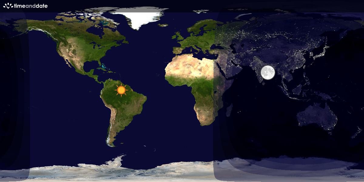 Verdenskart som viser dag og natt 